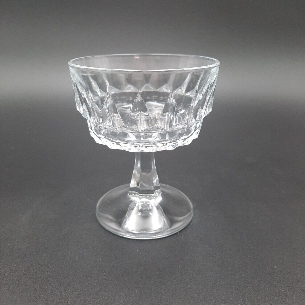 Arcoroc France Arctic Pattern Glass Dessert Champagne Set Of 5 Pressed Crystal - Picture 3 of 6